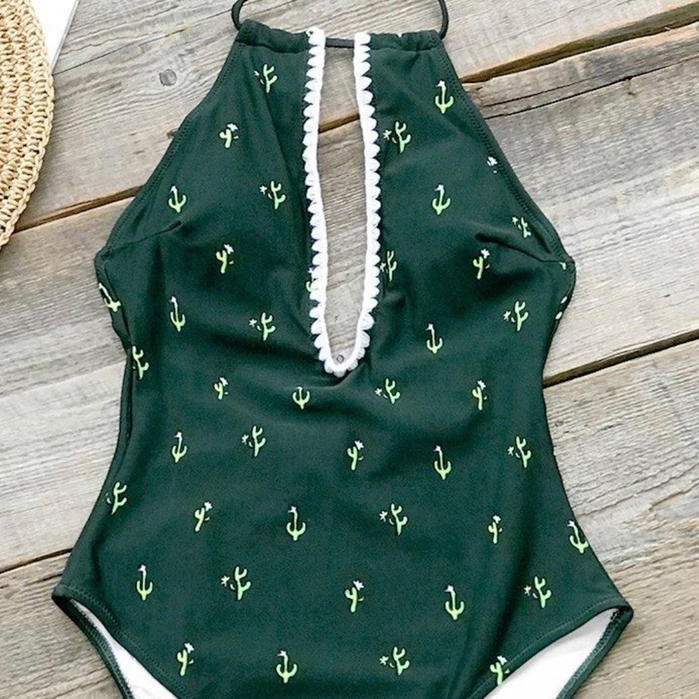 NWT Cupshe Limited Edition Cactus Print Swimsuit